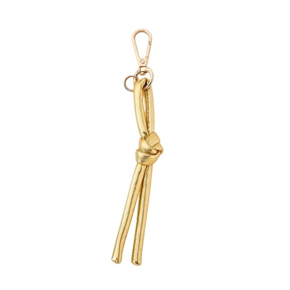 A New Day Bag Charm / Key Chain / Zipper Pull Gold Knot NWT 6"